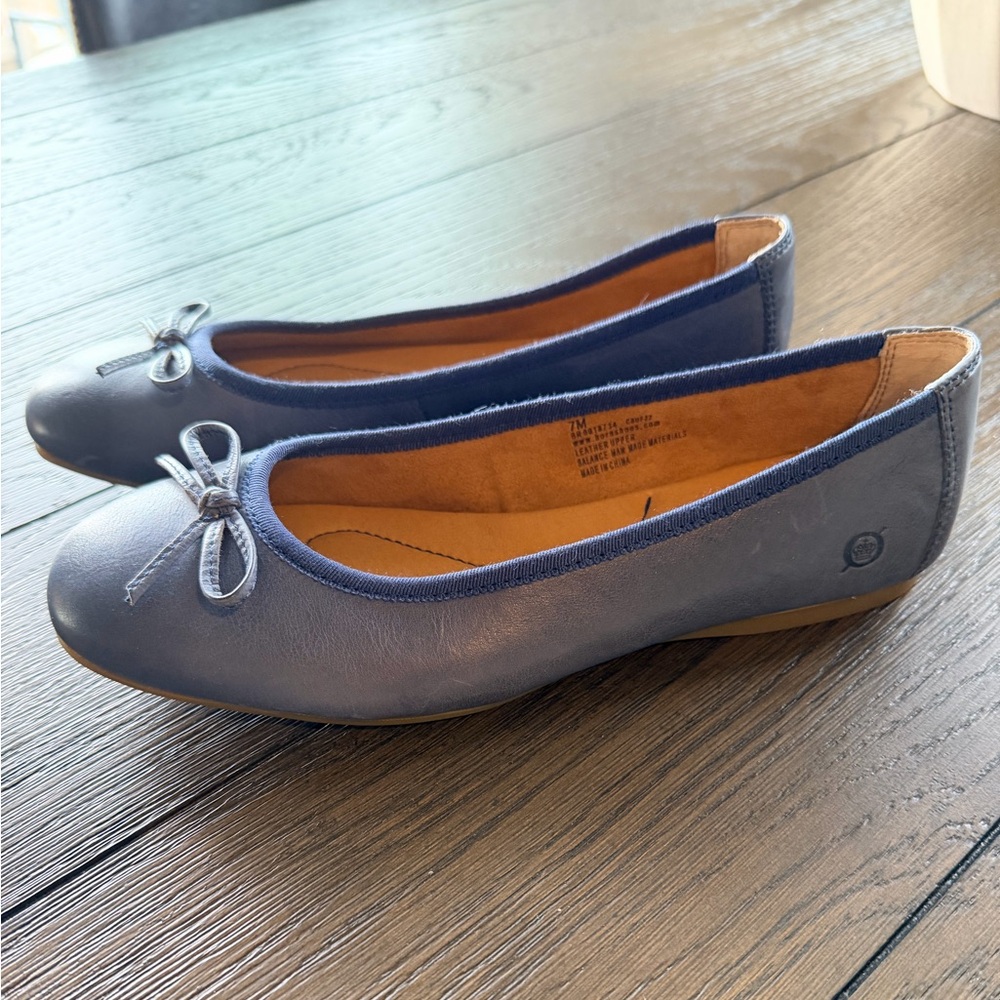 Born Brin Navy Marine Women’s Ballet Flats with Bow Accent